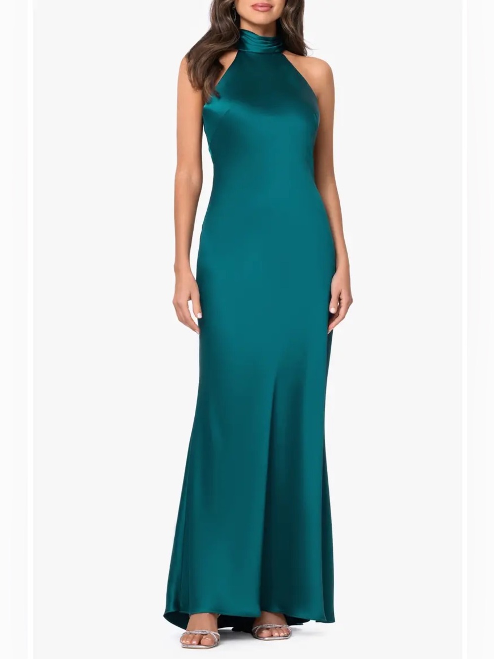 XSCAPE Halter Neck Satin Maxi Dress Size 6 B1652